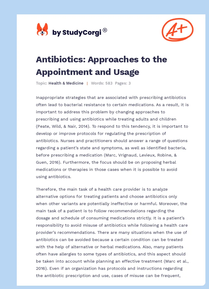 Antibiotics: Approaches to the Appointment and Usage. Page 1