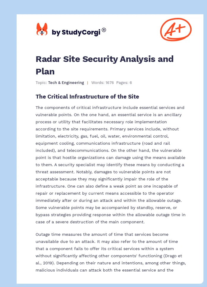 Radar Site Security Analysis and Plan. Page 1