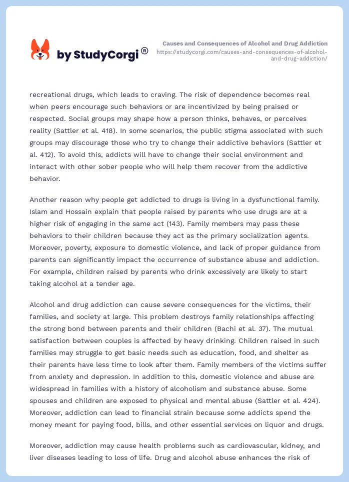 Causes and Consequences of Alcohol and Drug Addiction. Page 2
