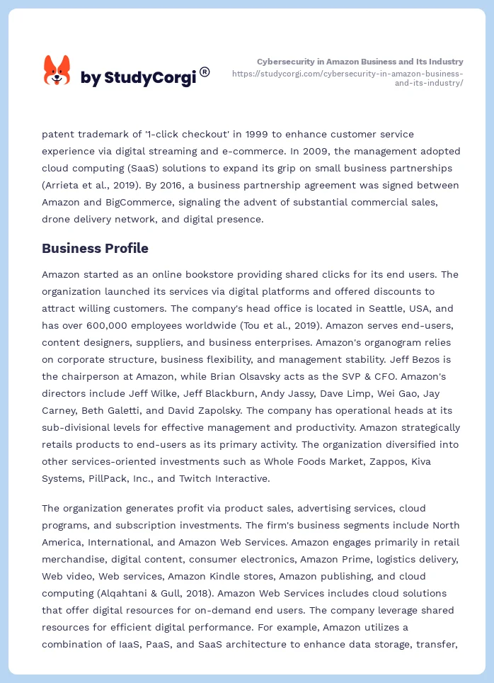 Cybersecurity in Amazon Business and Its Industry. Page 2