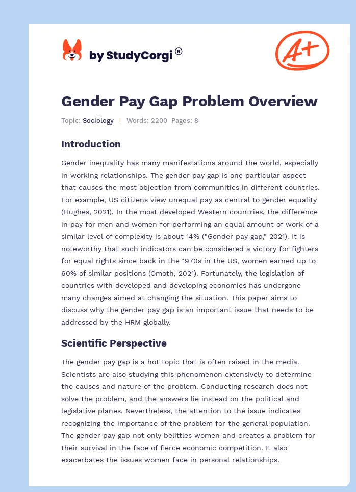 Gender Pay Gap Problem Overview. Page 1