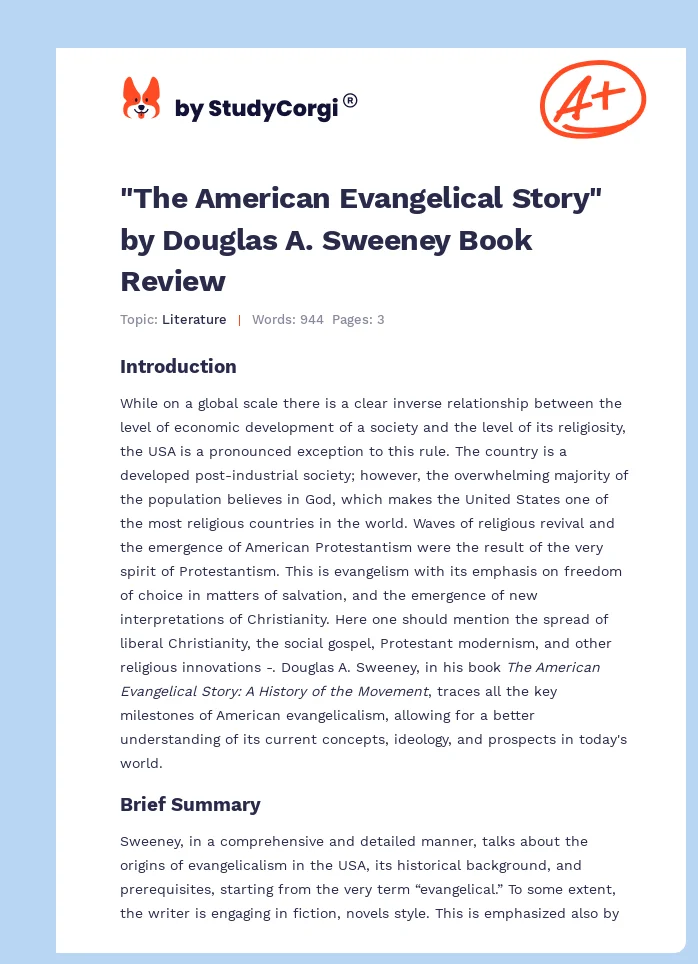 "The American Evangelical Story" by Douglas A. Sweeney Book Review. Page 1