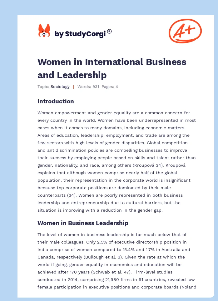 Women in International Business and Leadership. Page 1