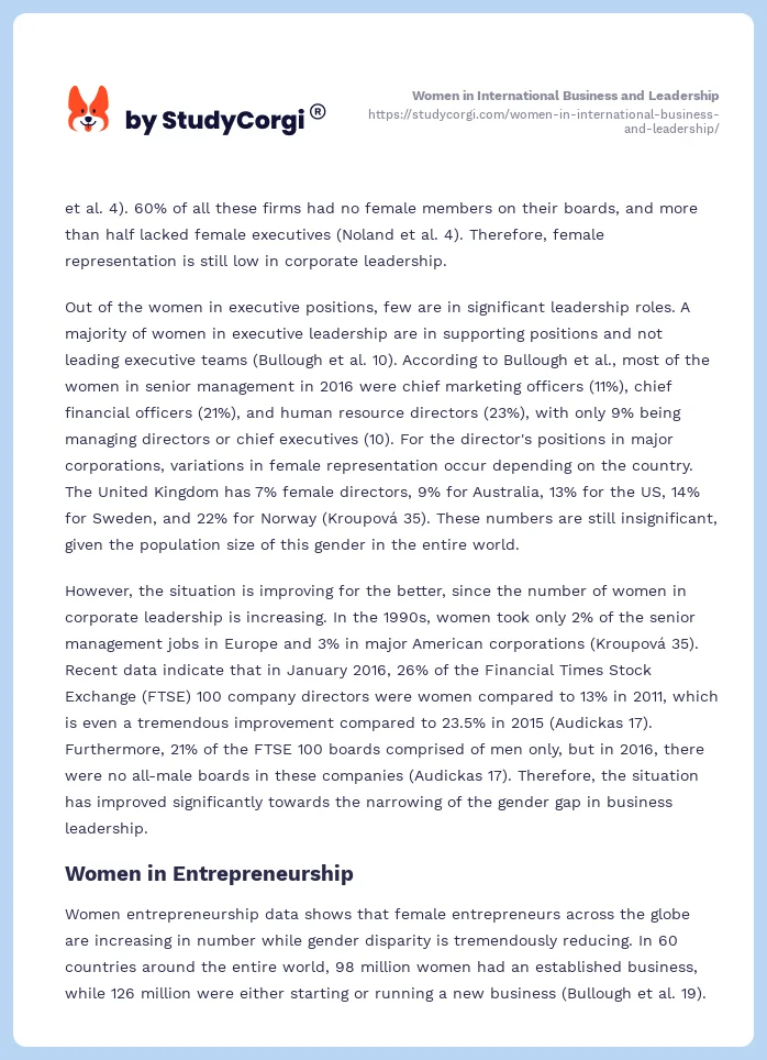 Women in International Business and Leadership. Page 2
