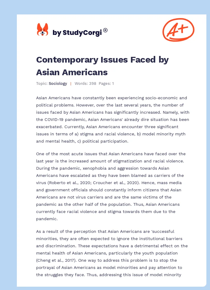 Contemporary Issues Faced by Asian Americans. Page 1