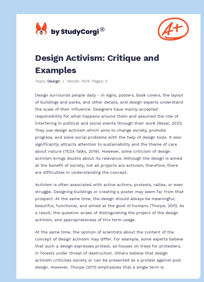 Design Activism: Critique and Examples. Page 1