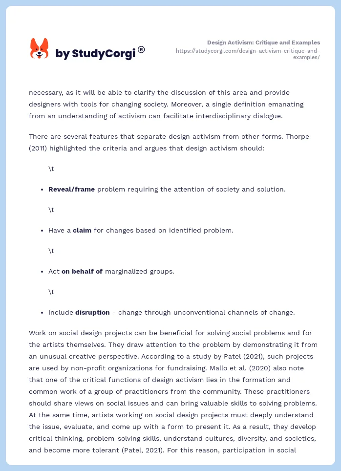 Design Activism: Critique and Examples. Page 2