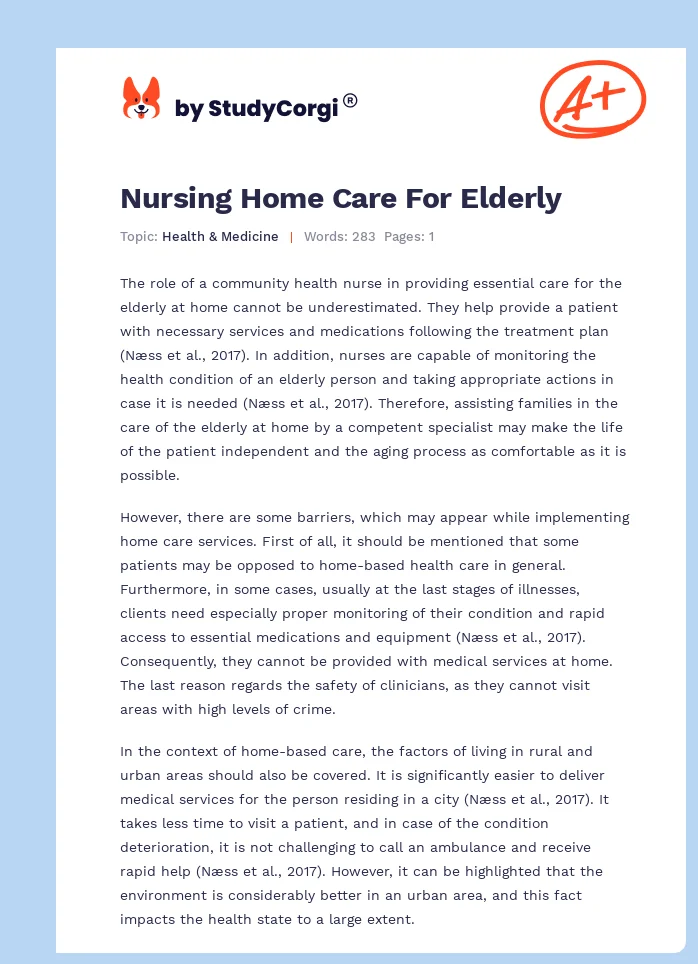 Nursing Home Care For Elderly. Page 1