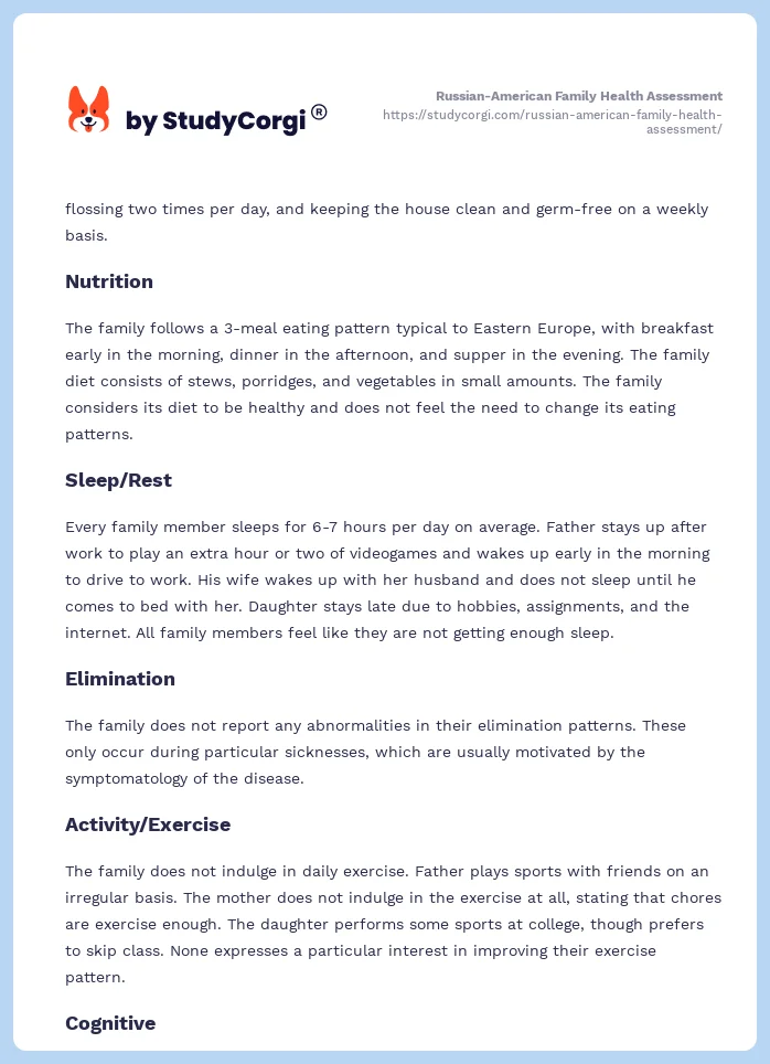 Russian-American Family Health Assessment. Page 2