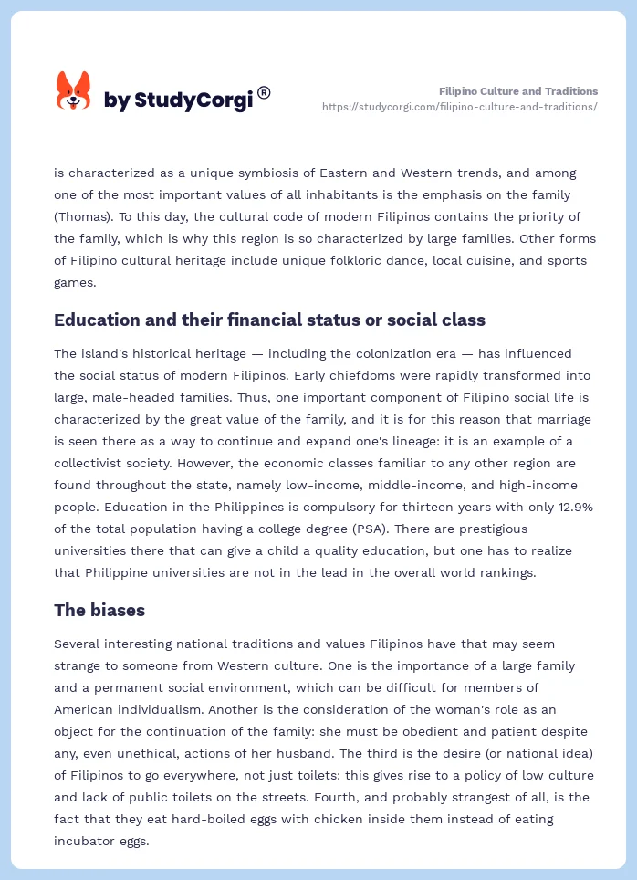 Filipino Culture and Traditions. Page 2