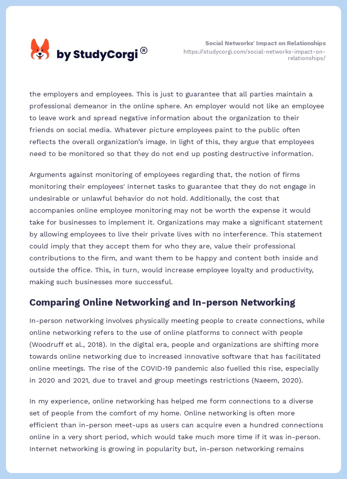 Social Networks' Impact on Relationships. Page 2