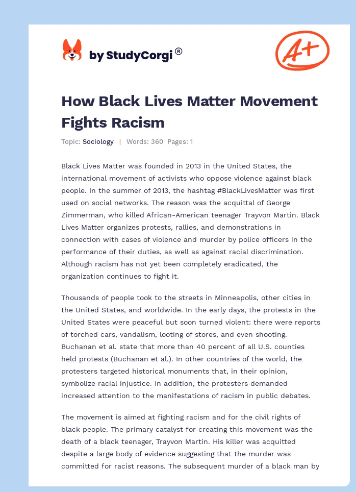 How Black Lives Matter Movement Fights Racism. Page 1