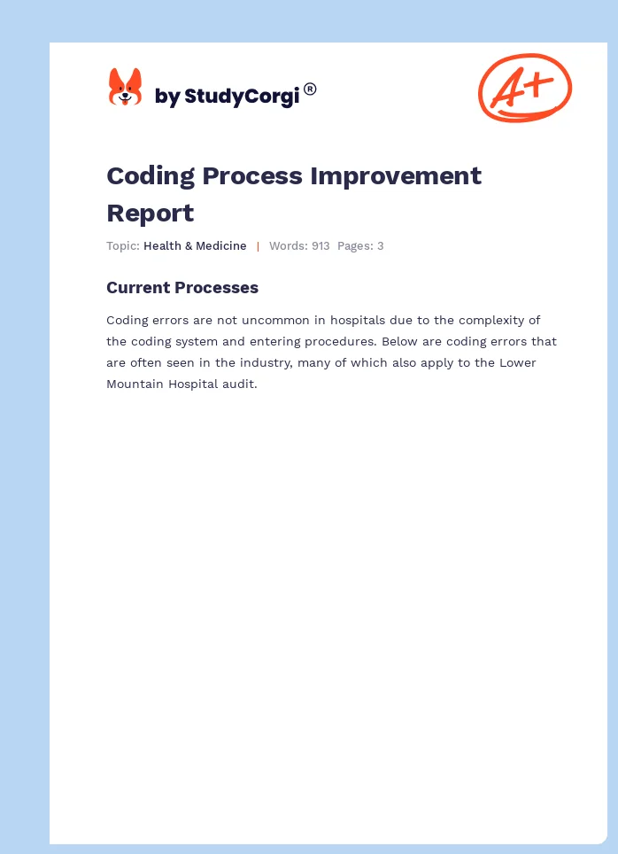 Coding Process Improvement Report. Page 1