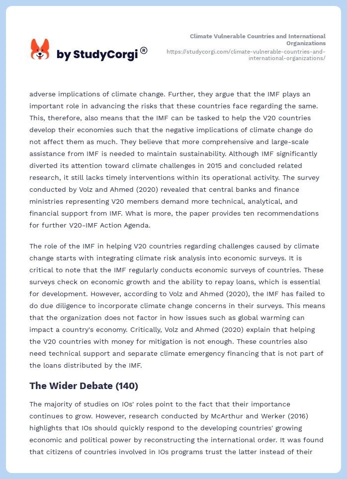 Climate Vulnerable Countries and International Organizations. Page 2