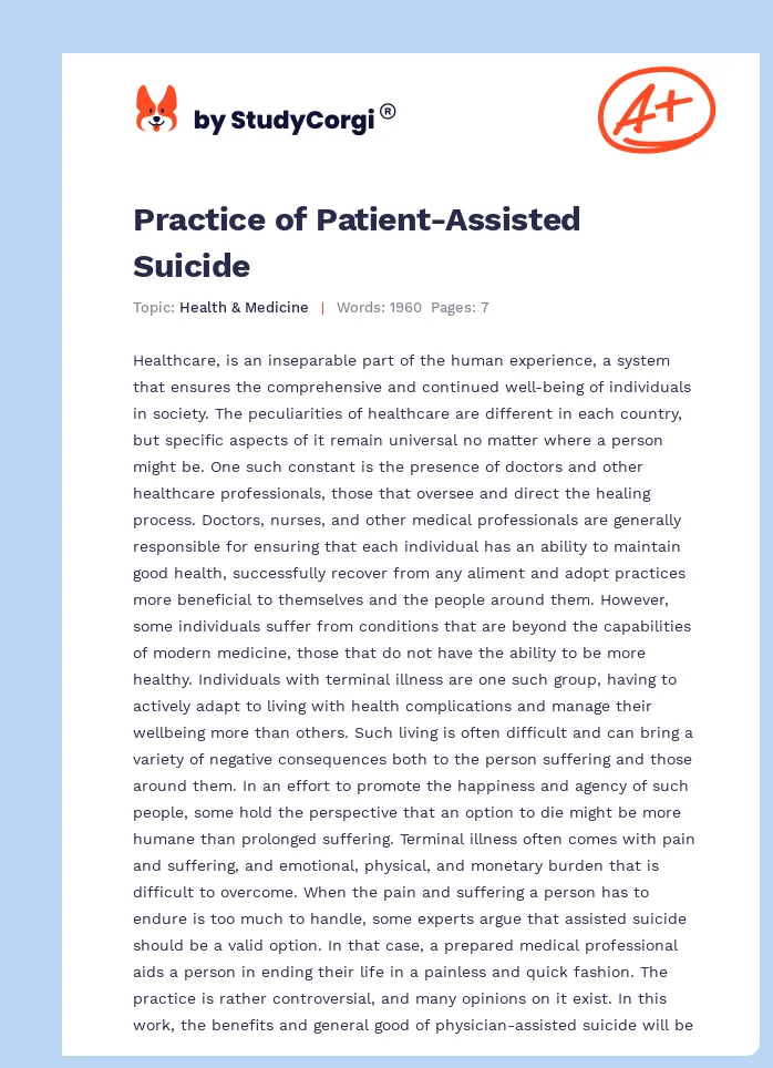 Practice of Patient-Assisted Suicide. Page 1