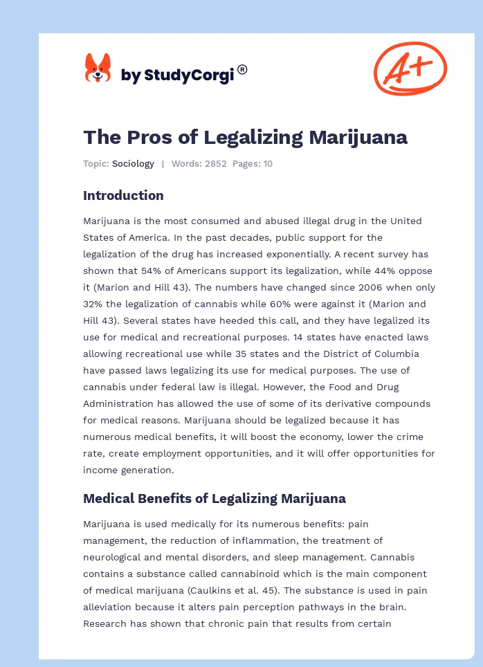 legalizing marijuana essay conclusion