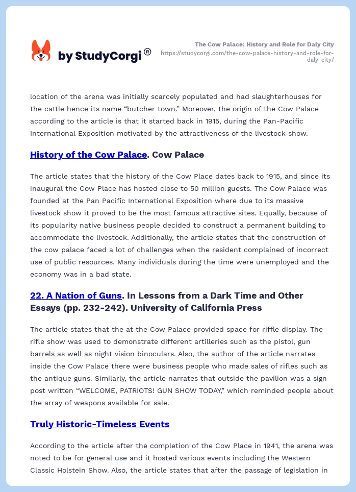 The Cow Palace: History and Role for Daly City. Page 2