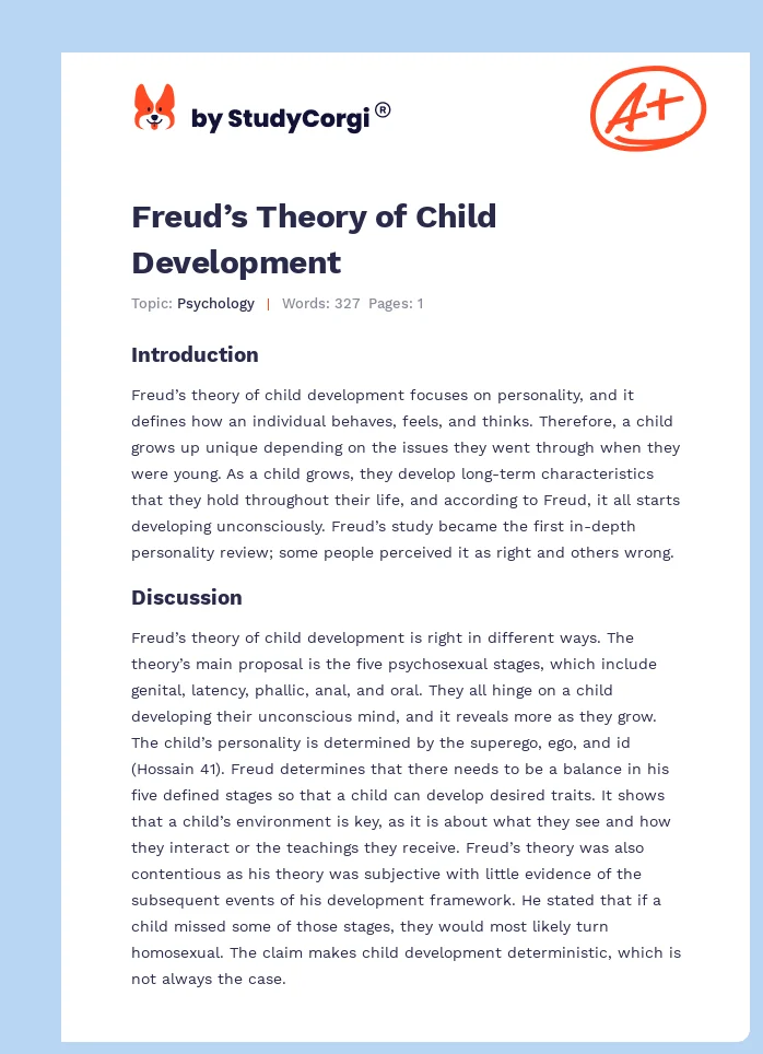 Freud’s Theory of Child Development. Page 1