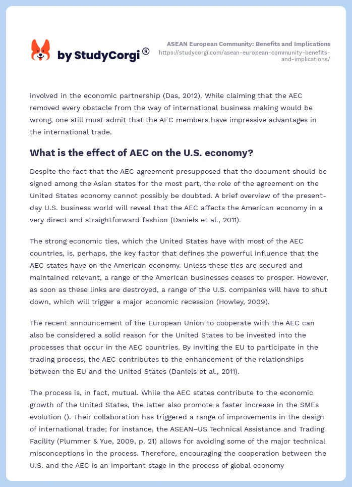 ASEAN European Community: Benefits and Implications. Page 2