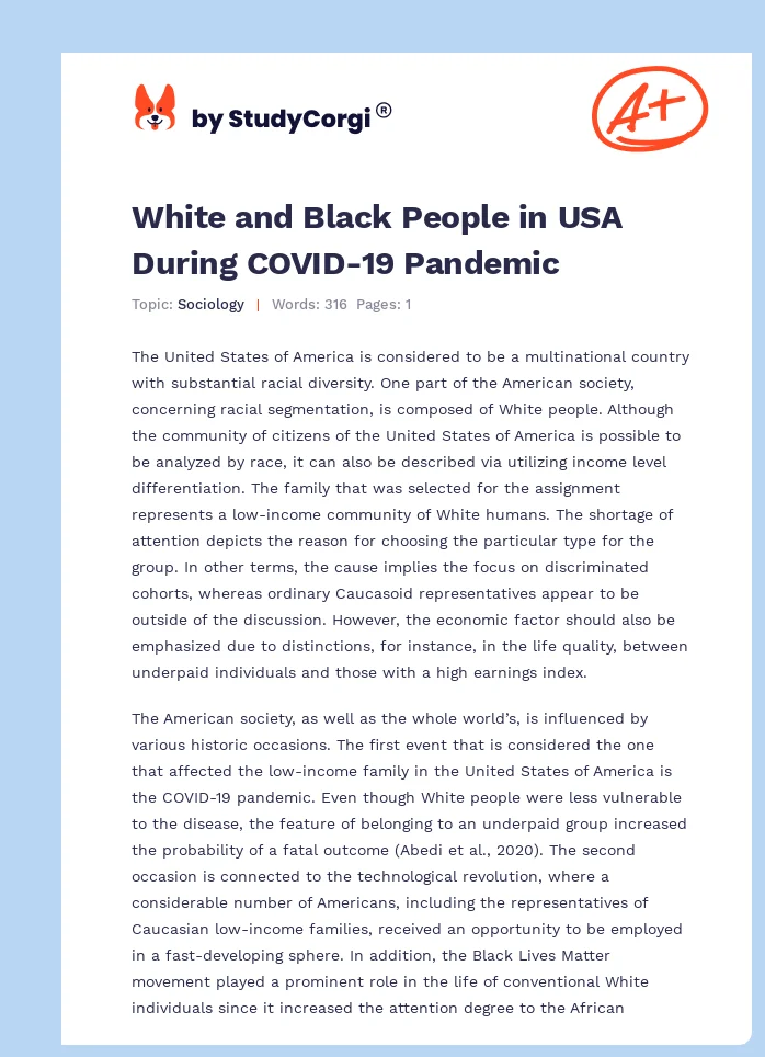 White and Black People in USA During COVID-19 Pandemic. Page 1