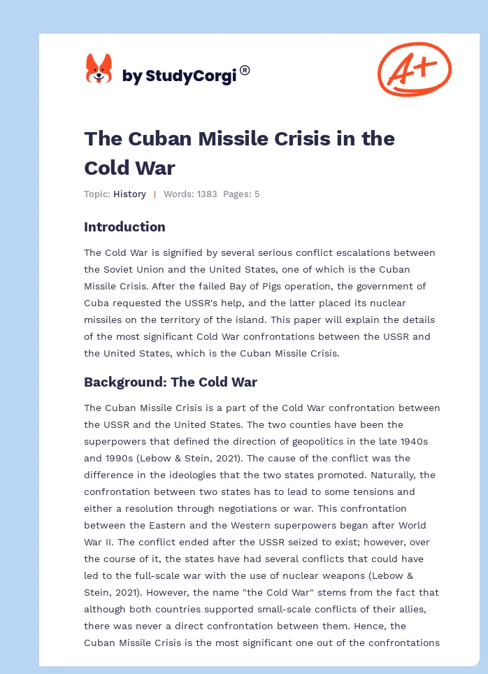 The Cuban Missile Crisis in the Cold War. Page 1