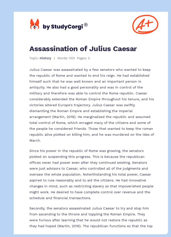 julius caesar assassination essay