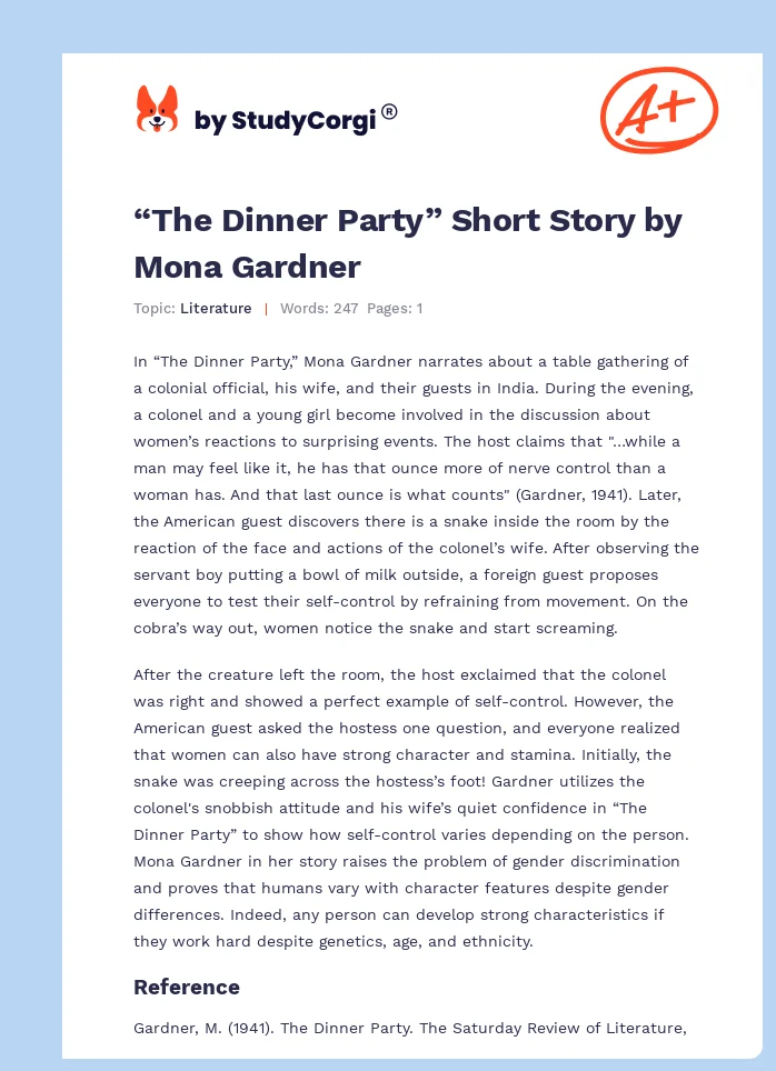 “The Dinner Party” Short Story by Mona Gardner. Page 1