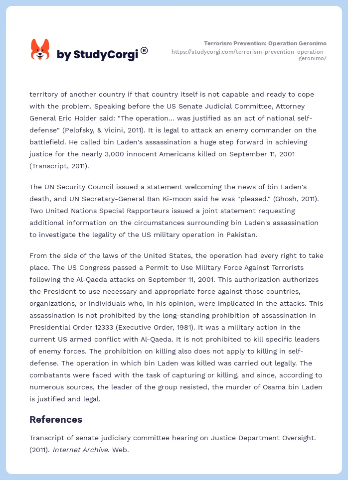 Terrorism Prevention: Operation Geronimo. Page 2