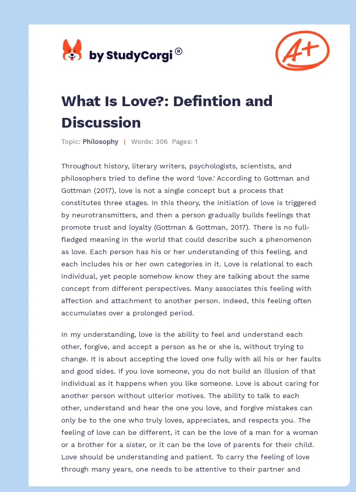 What Is Love?: Defintion and Discussion. Page 1