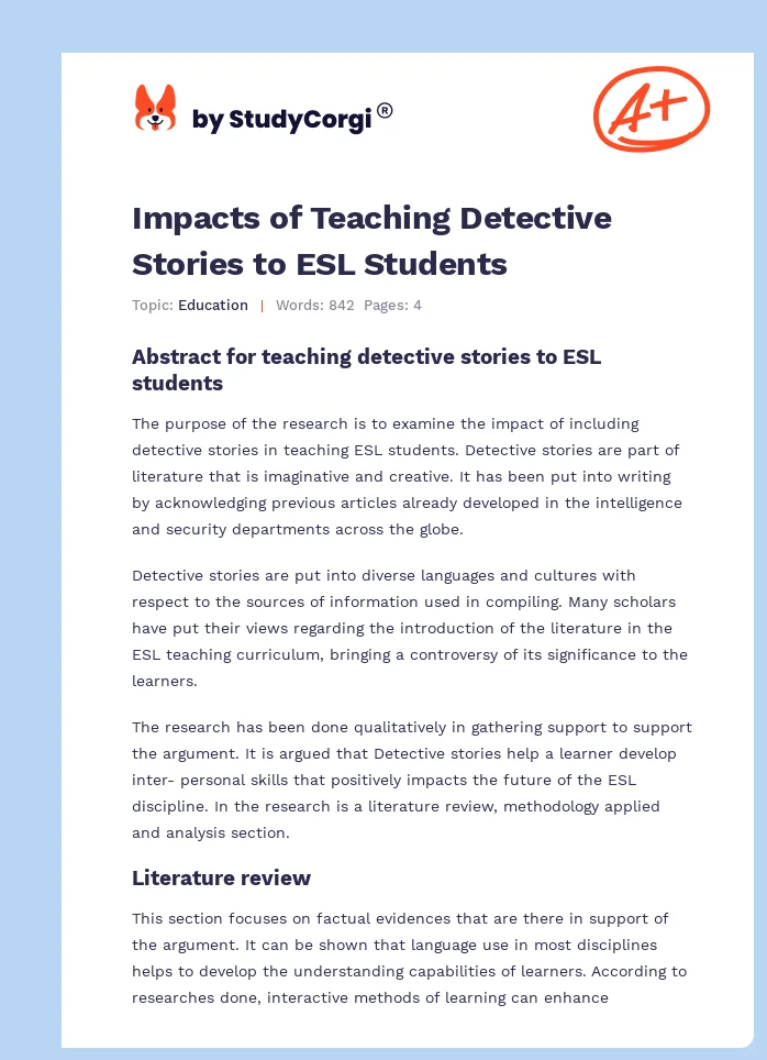 Impacts of Teaching Detective Stories to ESL Students. Page 1