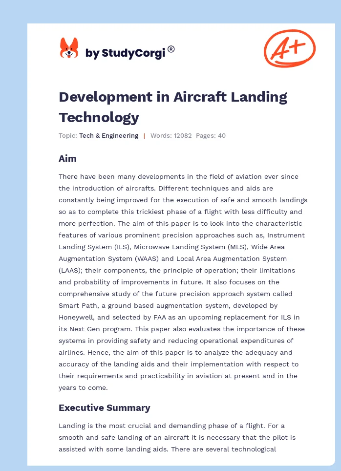Development in Aircraft Landing Technology. Page 1