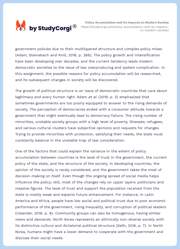 Policy Accumulation and Its Impacts on Modern Society. Page 2