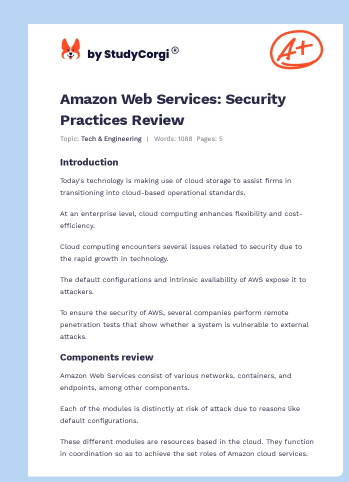 Amazon Web Services: Security Practices Review. Page 1