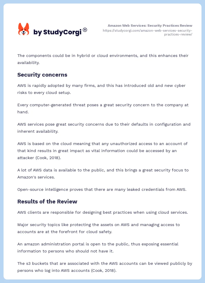 Amazon Web Services: Security Practices Review. Page 2