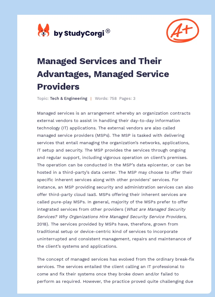 Managed Services and Their Advantages, Managed Service Providers. Page 1