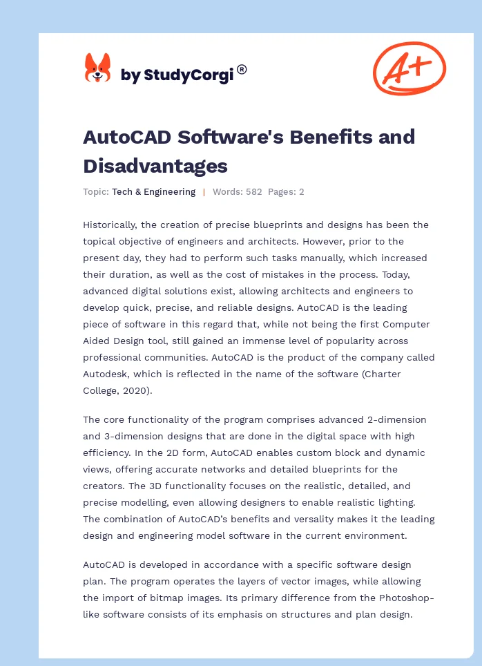 AutoCAD Software's Benefits and Disadvantages. Page 1
