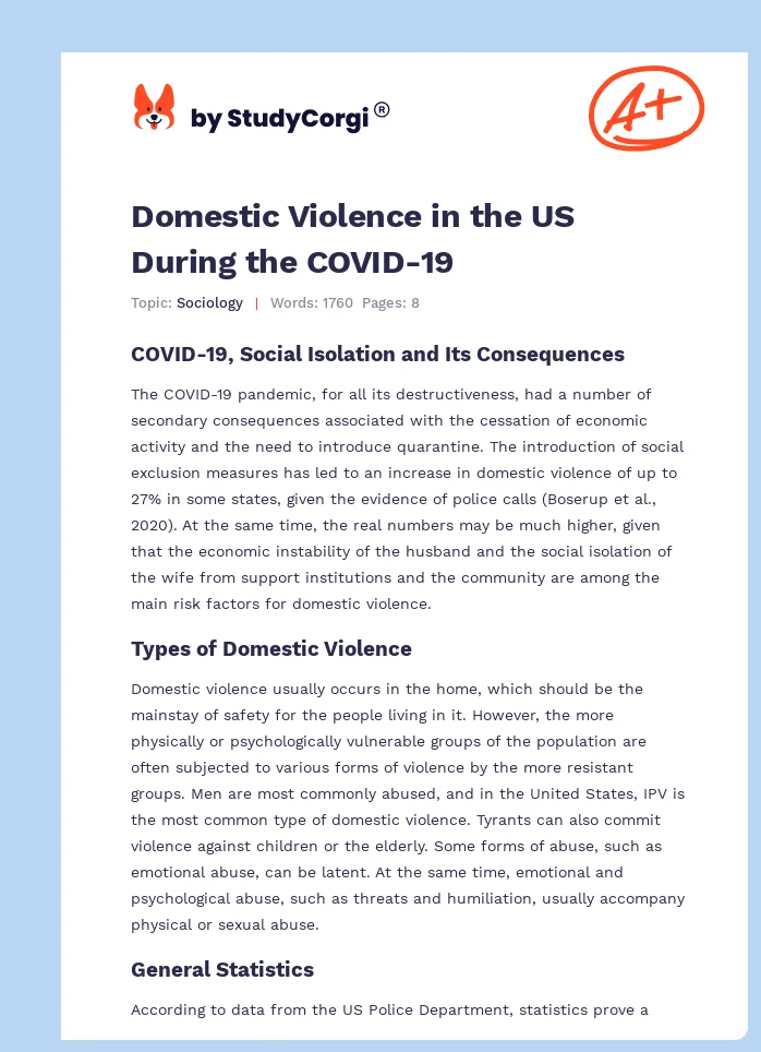 Domestic Violence in the US During the COVID-19. Page 1