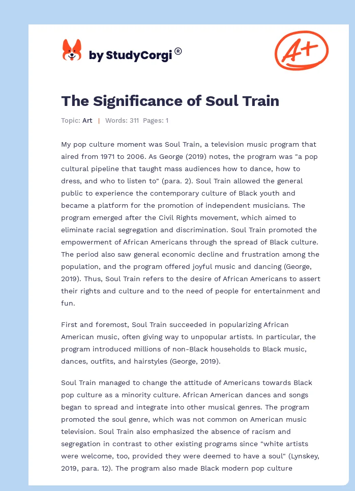 The Significance of Soul Train. Page 1