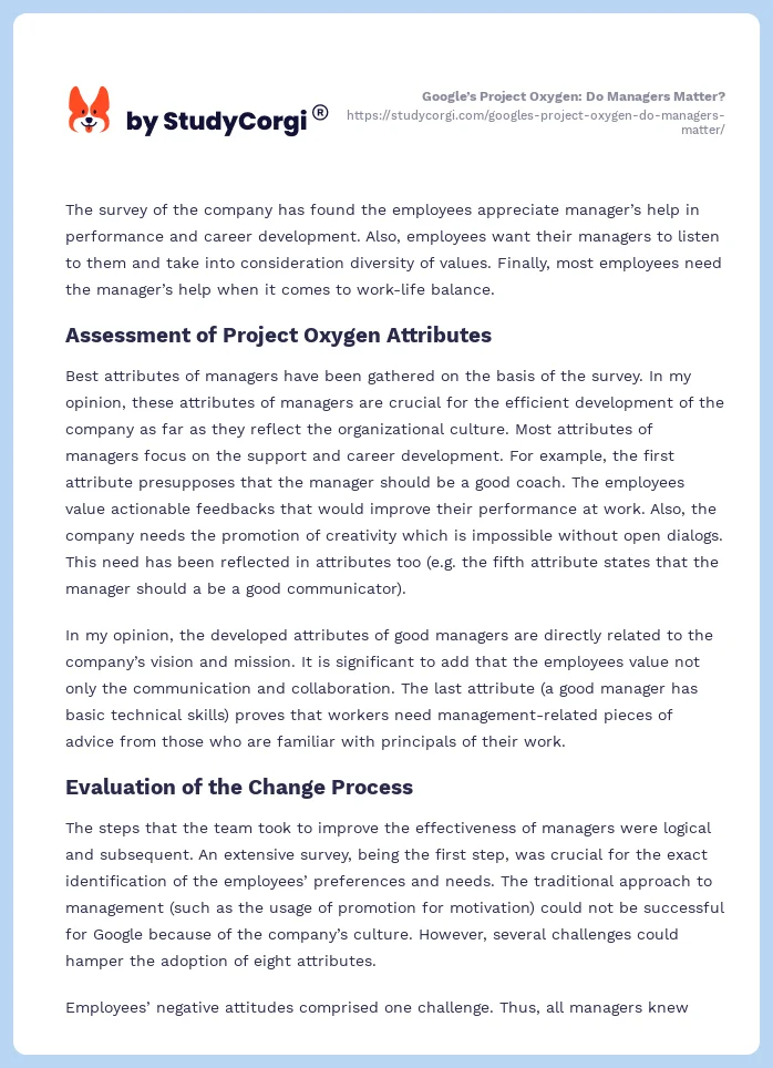 Google’s Project Oxygen: Do Managers Matter?. Page 2