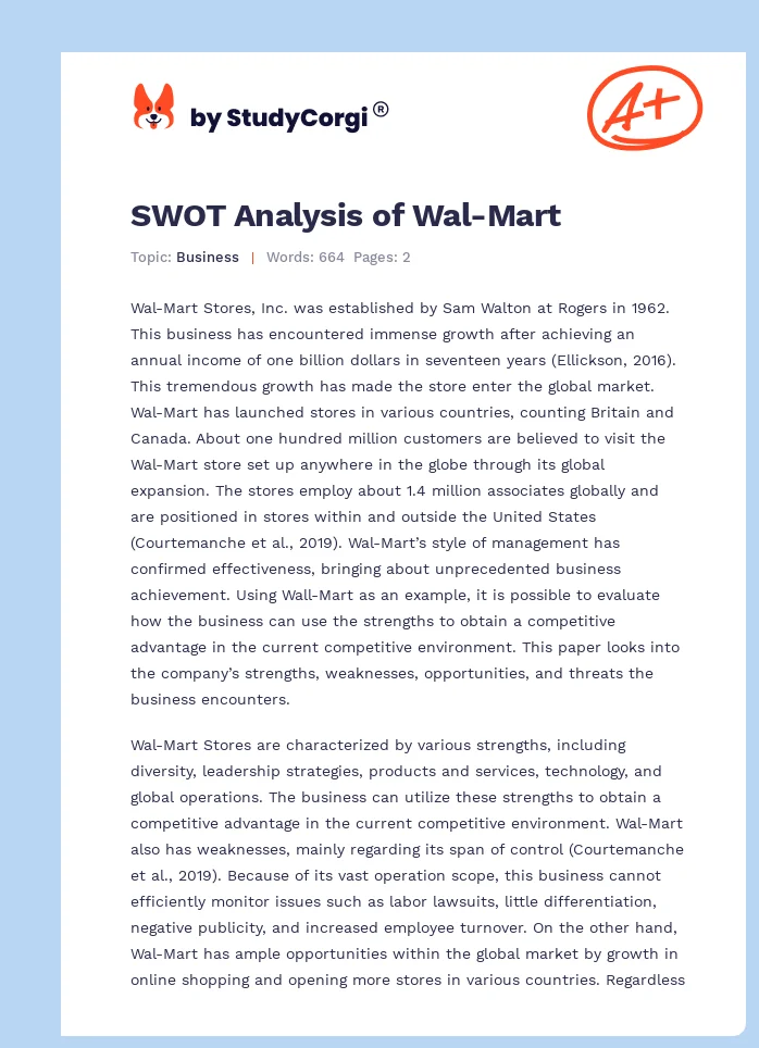 SWOT Analysis of Wal-Mart. Page 1