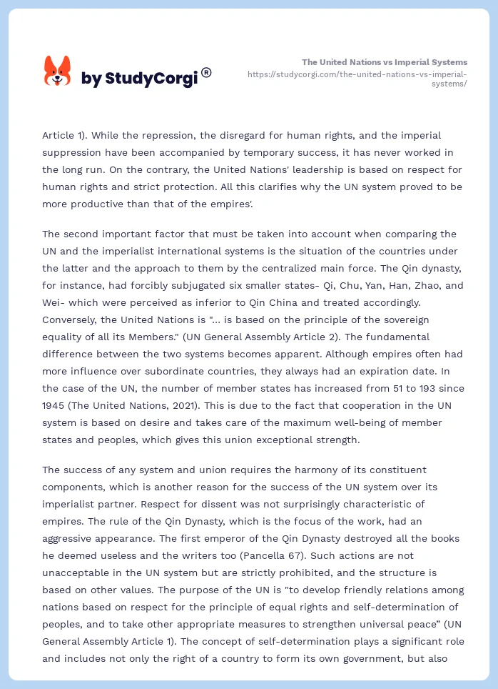 The United Nations vs Imperial Systems. Page 2