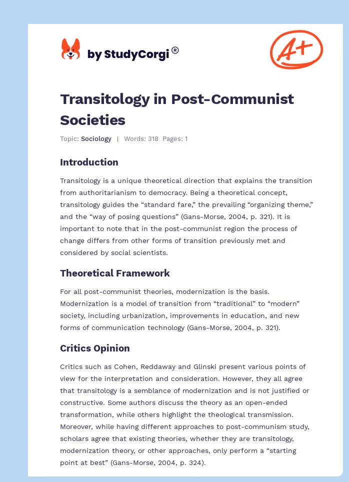 Transitology in Post-Communist Societies. Page 1