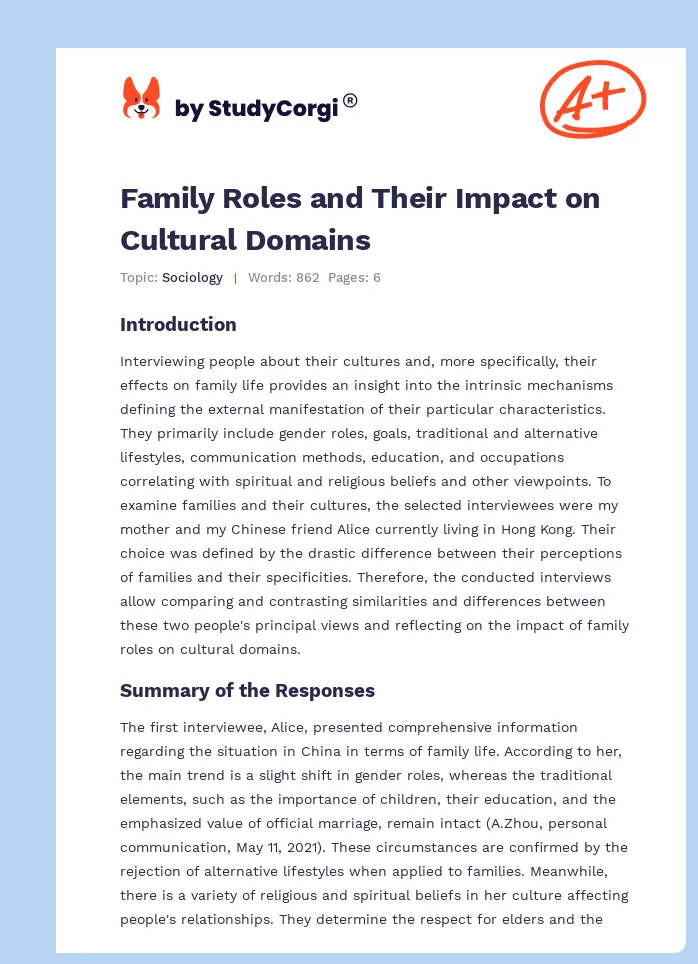 Family Roles and Their Impact on Cultural Domains. Page 1