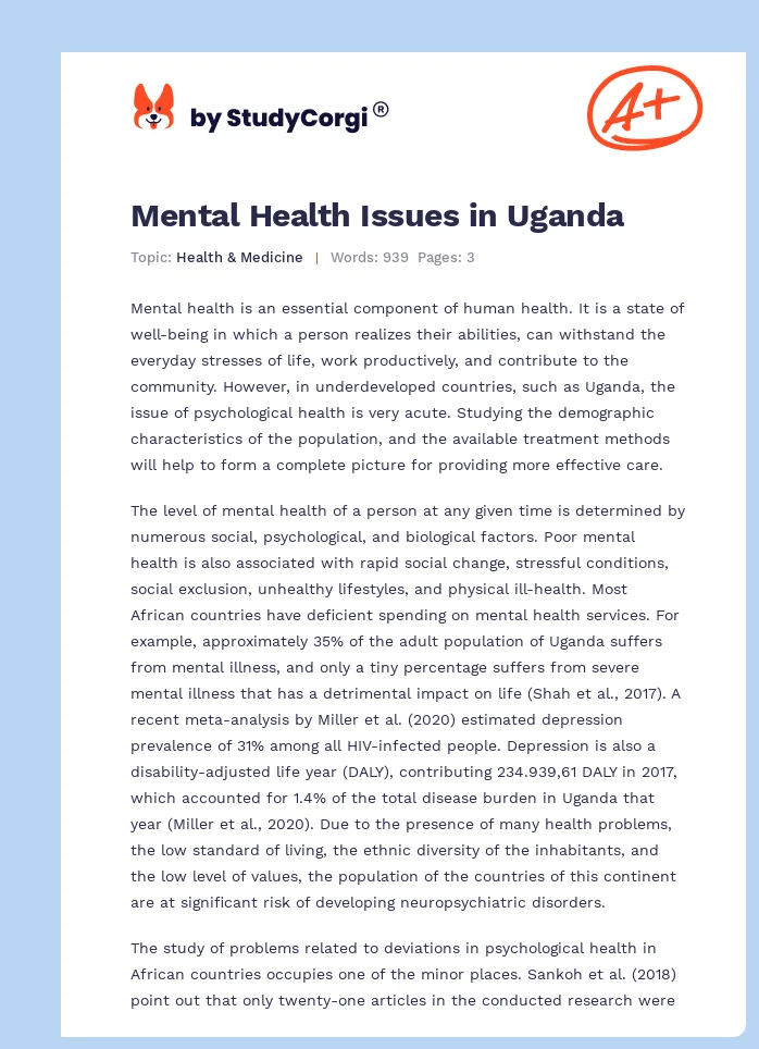 Mental Health Issues in Uganda. Page 1