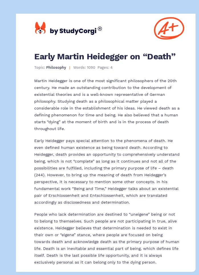 Early Martin Heidegger on “Death”. Page 1