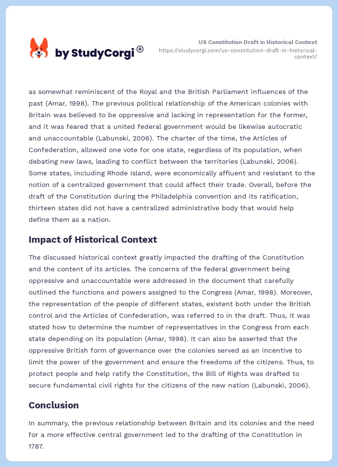 US Constitution Draft in Historical Context. Page 2