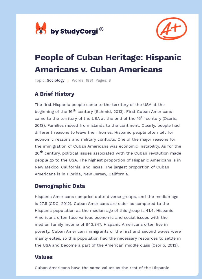 People of Cuban Heritage: Hispanic Americans v. Cuban Americans. Page 1