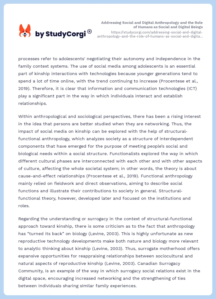 Addressing Social and Digital Anthropology and the Role of Humans as Social and Digital Beings. Page 2