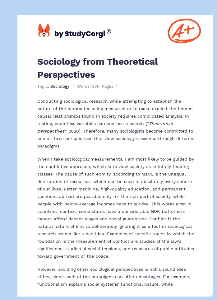 Sociology from Theoretical Perspectives. Page 1