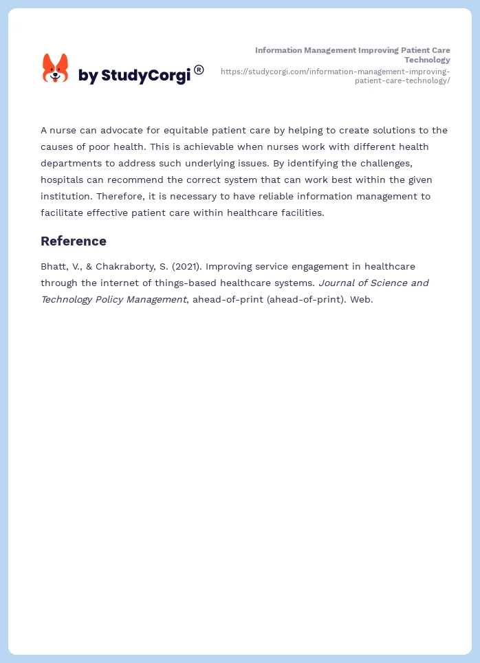 Information Management Improving Patient Care Technology. Page 2